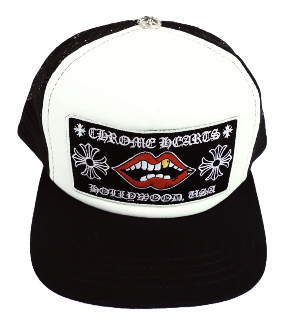 streetwear Chrome Hearts Chomper Hollywood Trucker Hat Black/White