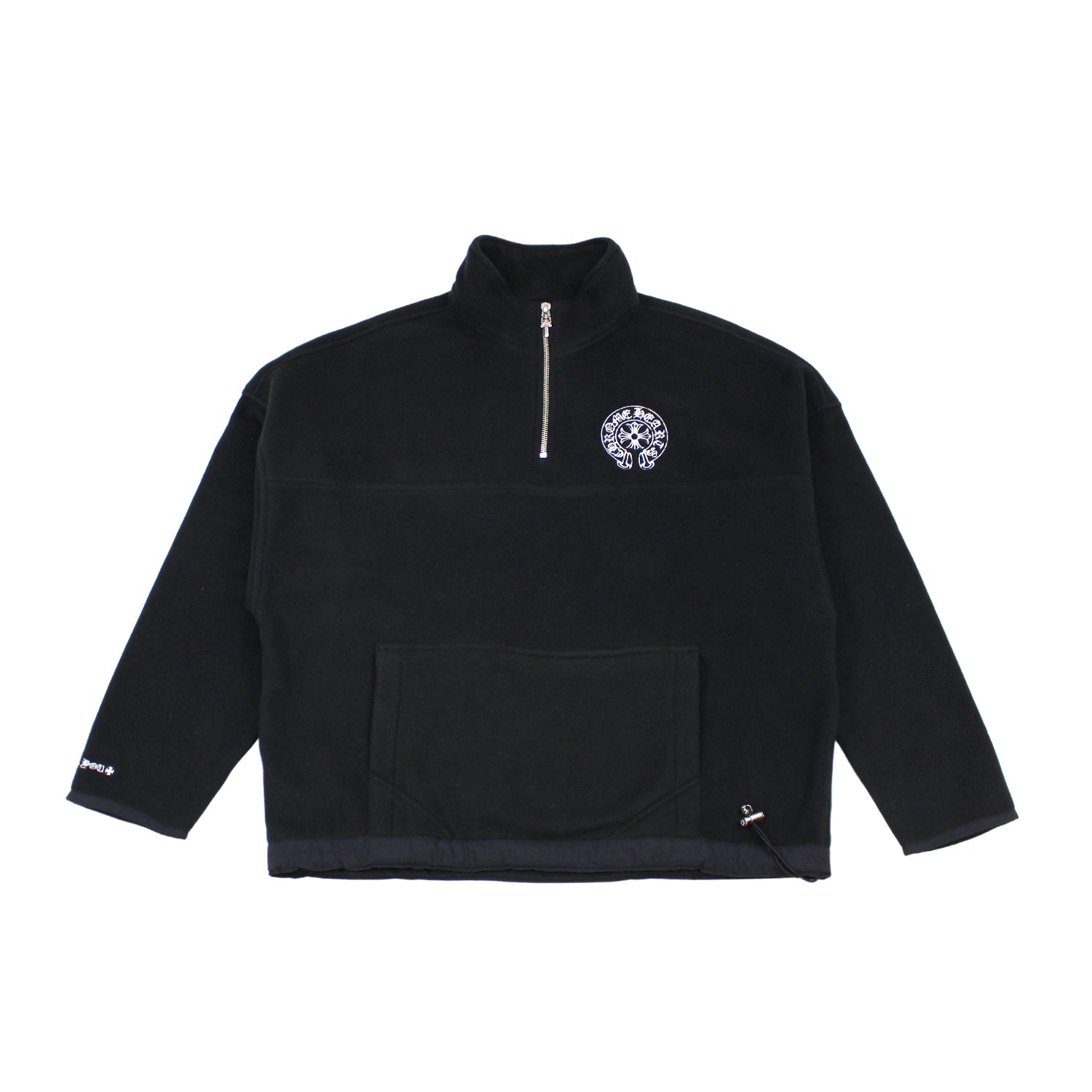 streetwear Chrome Hearts Half Zip Horse Shoe Fleece Jacket Black