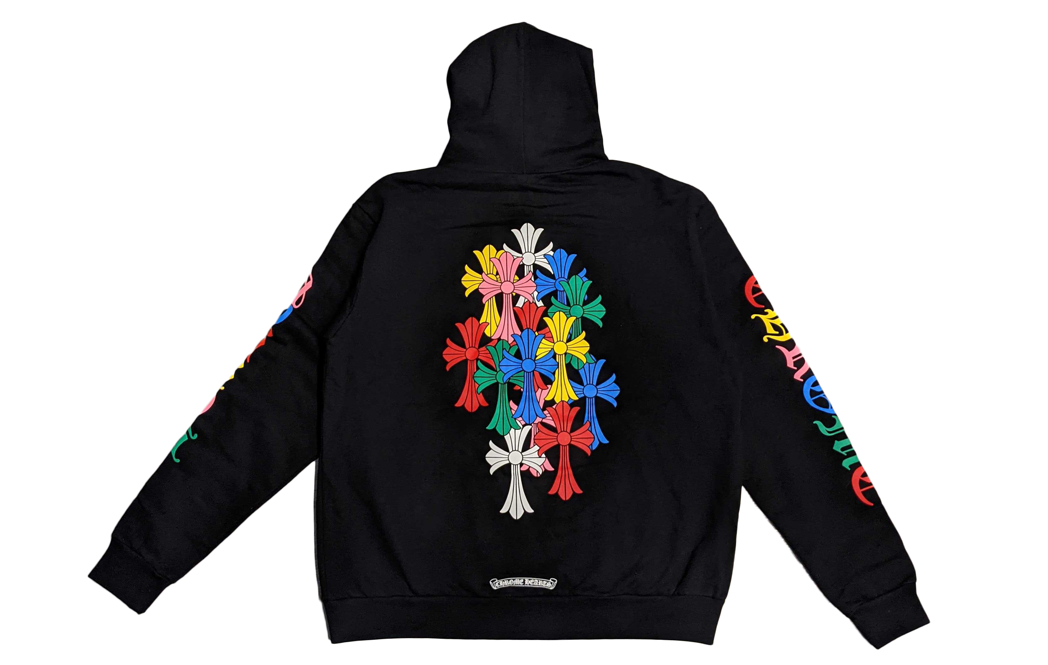 streetwear Chrome Hearts Multi Color Cross Cemetery Zip Up Hoodie Black