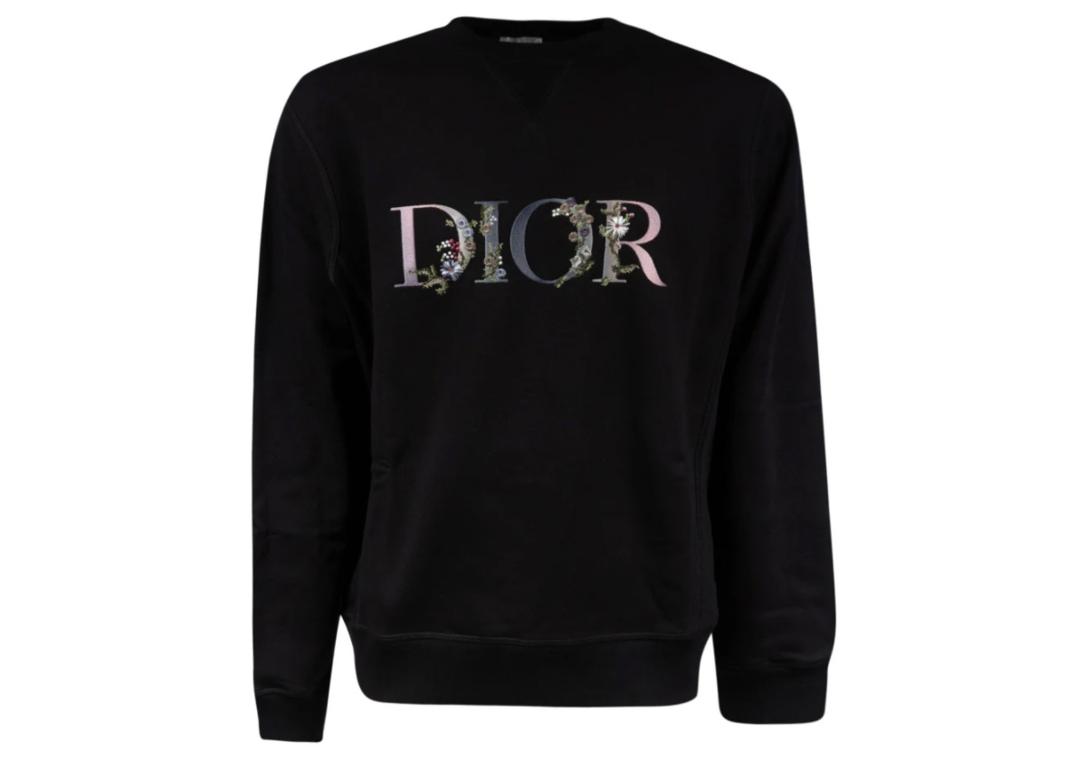 streetwear Dior Floral Logo Crewneck Black