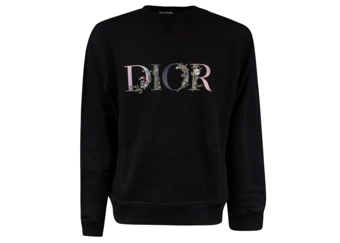 Dior Floral Logo Crewneck Black streetwear
