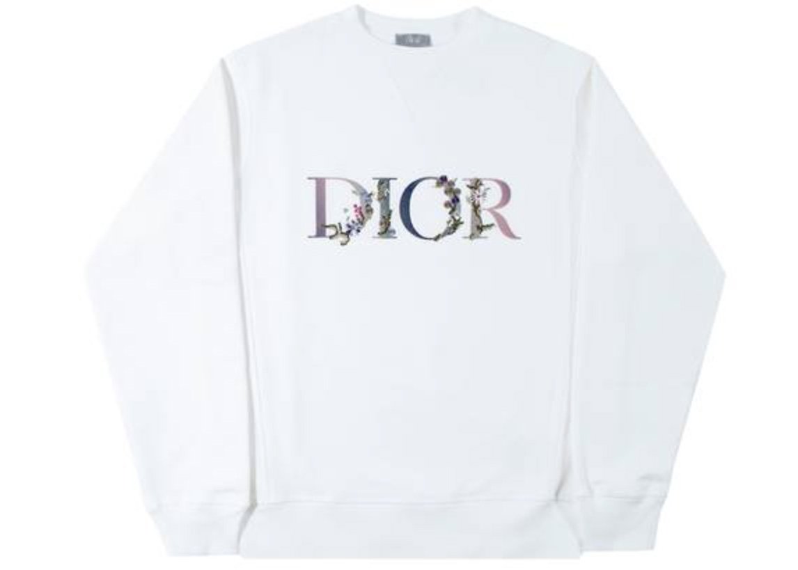 streetwear Dior Floral Logo Crewneck White