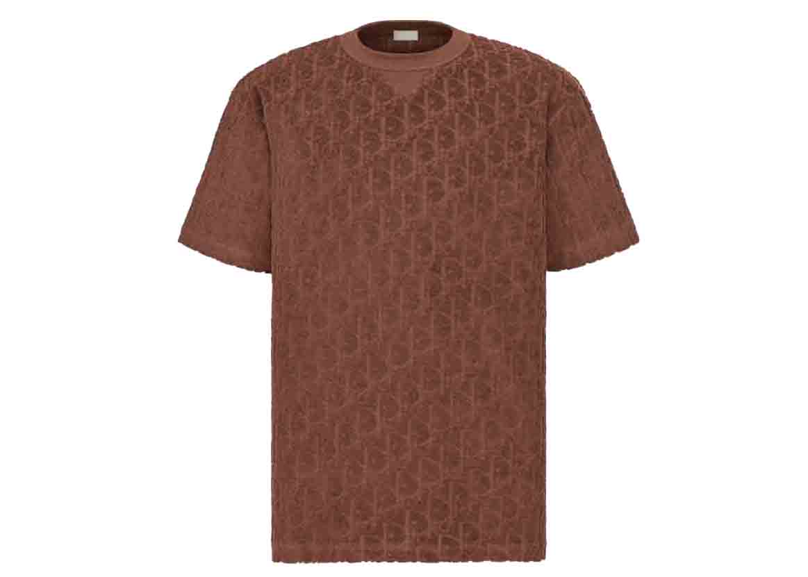 streetwear Dior Oblique Relaxed Fit T-shirt Brown Terry Cotton Jacquard