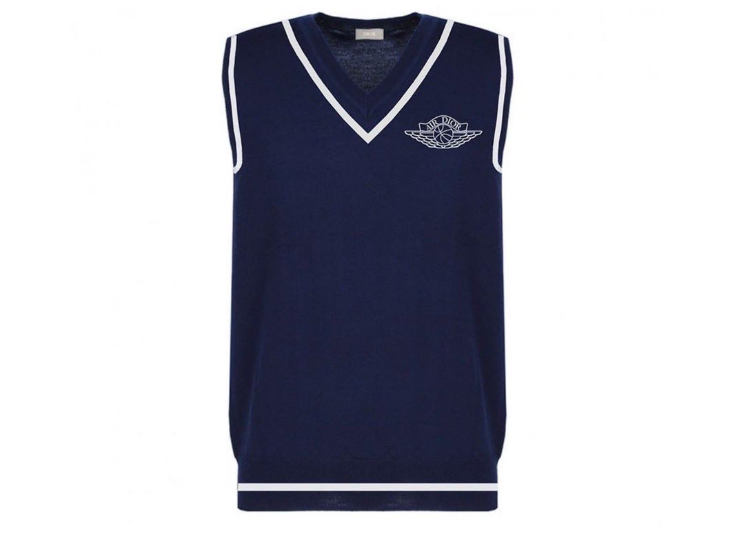streetwear Dior x Jordan Sleeveless Sweater Navy/White