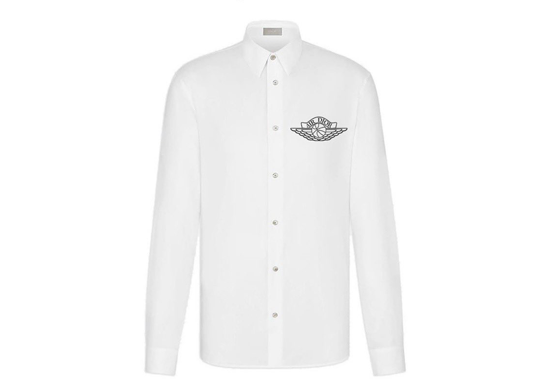 streetwear Dior x Jordan Wings Longsleeve Button Up Shirt White