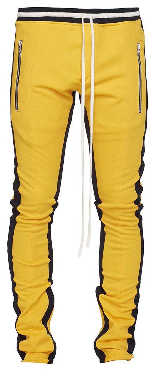 FEAR OF GOD Double Stripe Track Pants Yellow sneakers