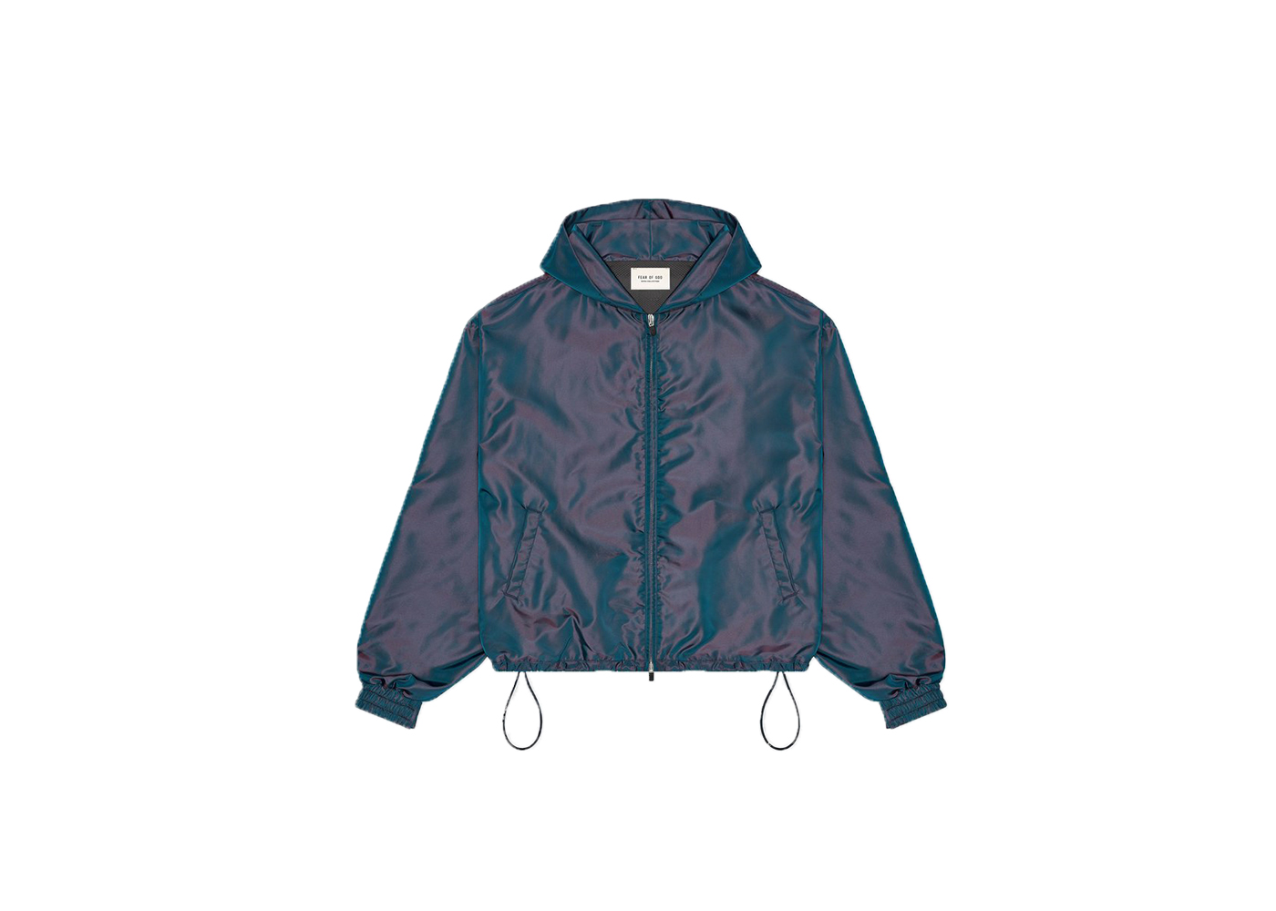 streetwear FEAR OF GOD Nylon Full Zip Hoodie Blue Iridescent