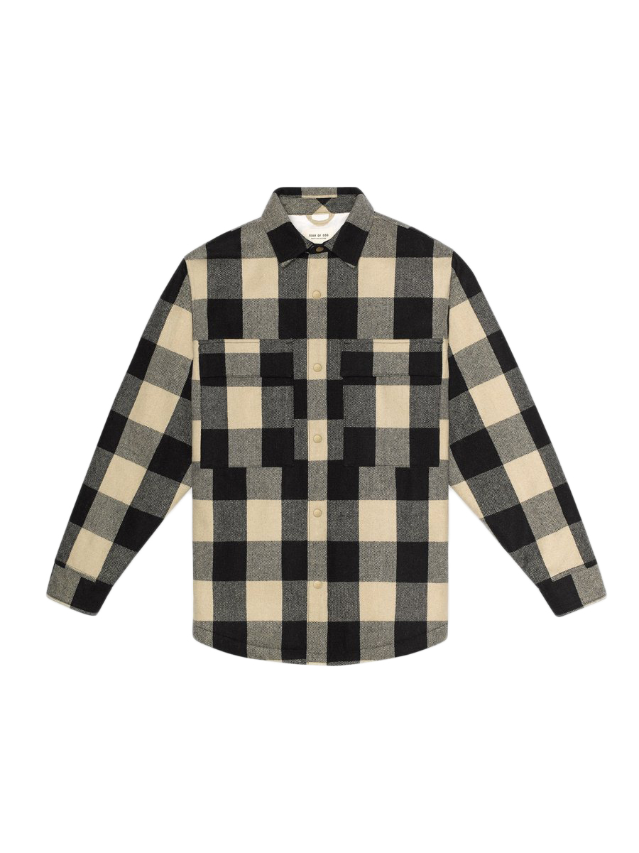 streetwear FEAR OF GOD Oversized Check Shirt Jacket Black/White