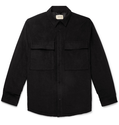 streetwear FEAR OF GOD Oversized Faux Micro Suede Padded Primaloft Overshirt Black
