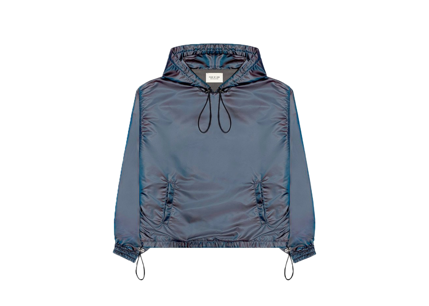 streetwear FEAR OF GOD Oversized Nylon Hoodie Blue Iridescent
