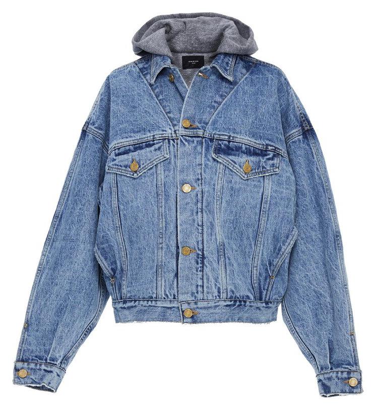 streetwear FEAR OF GOD Selvedge Denim Terry Hooded Trucker Jacket Indigo