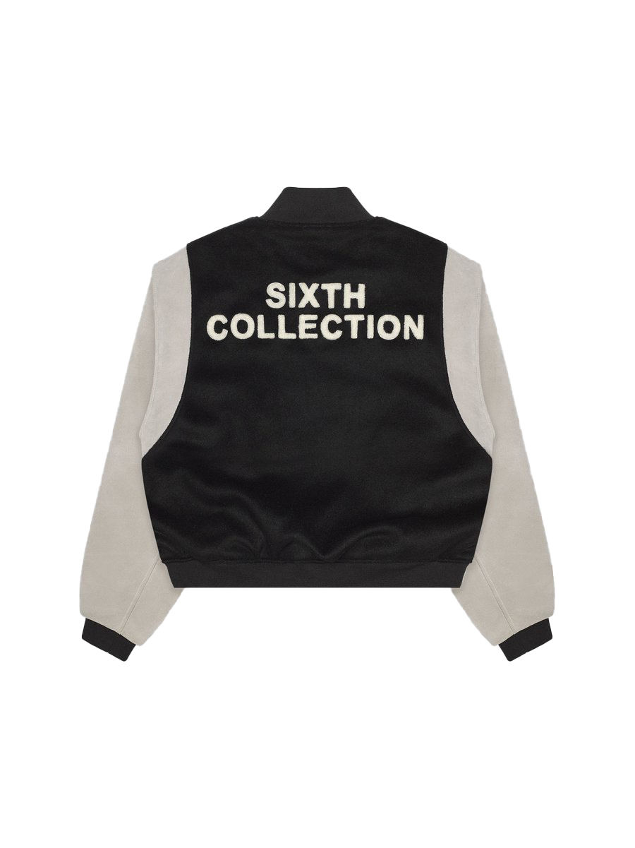 streetwear FEAR OF GOD Sixth Collection Paneled Varsity Jacket Black/Grey