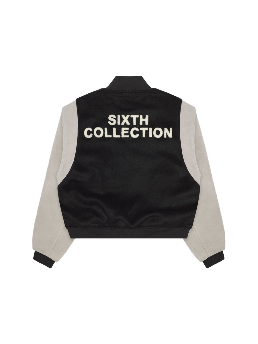 FEAR OF GOD Sixth Collection Paneled Varsity Jacket Black/Grey streetwear