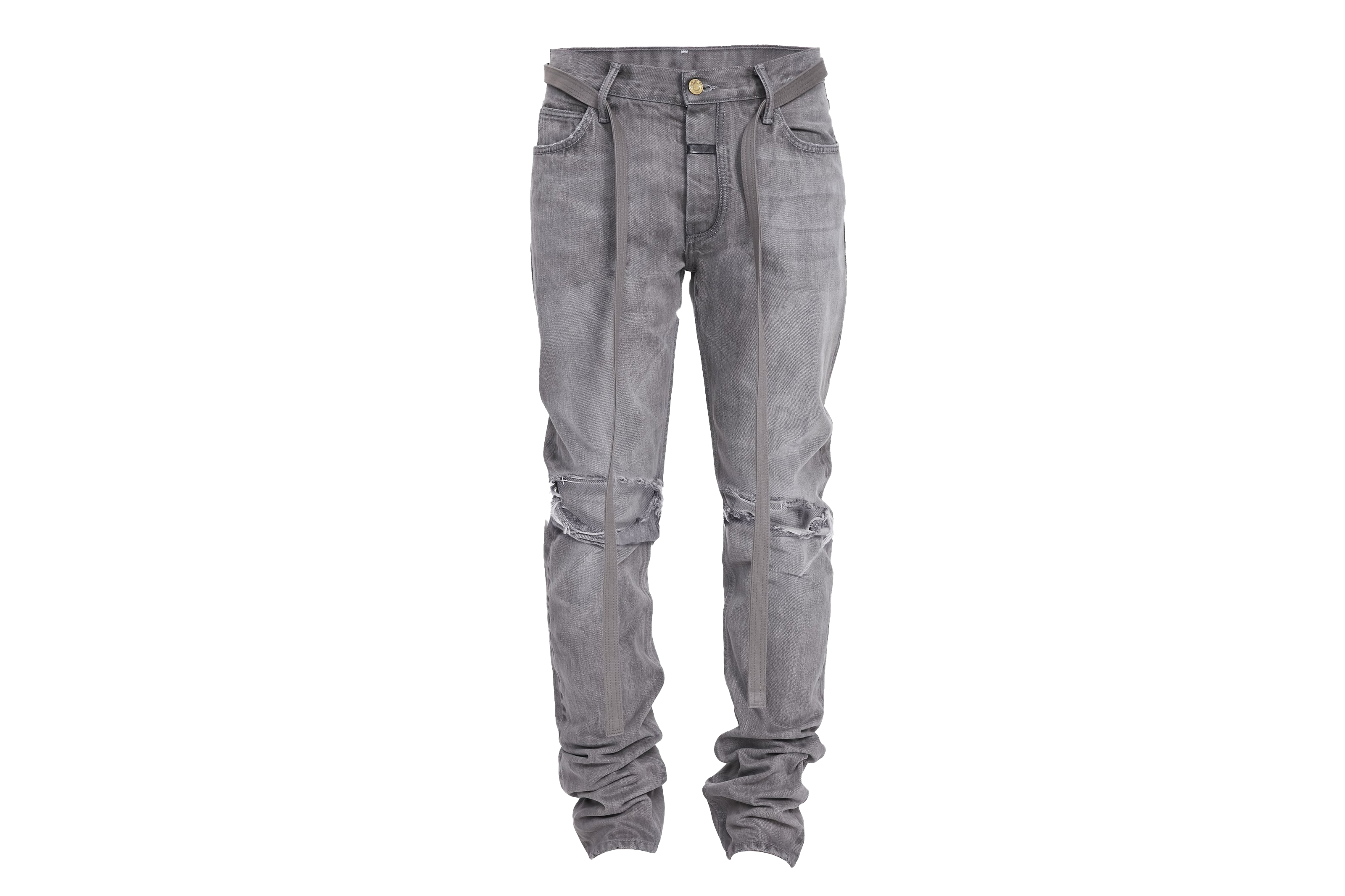 streetwear FEAR OF GOD Slim Fit Distressed Denim Jeans God Grey