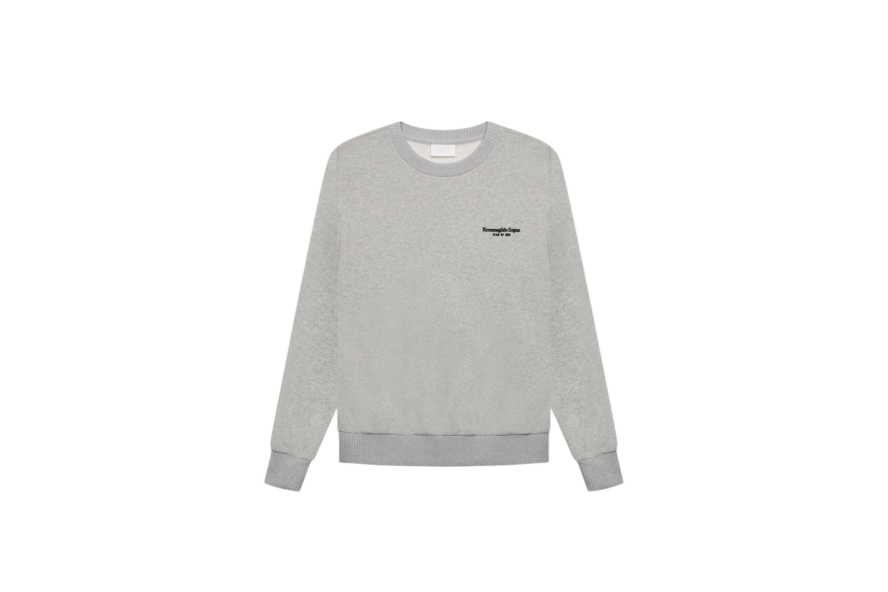 streetwear FEAR OF GOD x Ermenegildo Zegna Cotton Blend Souvenir Crewneck Sweater Grey