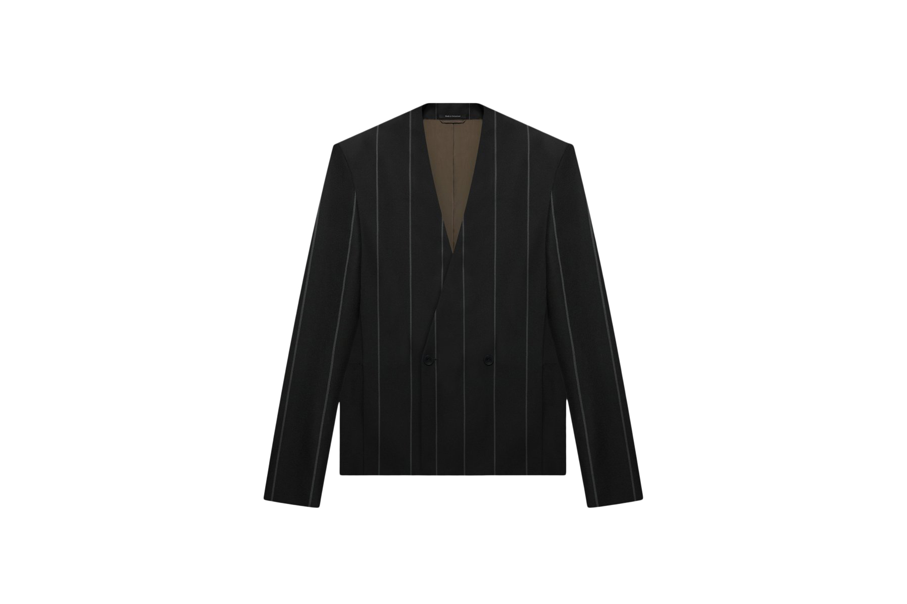 streetwear FEAR OF GOD x Ermenegildo Zegna Wool Double Breasted Lapelless Jacket Black