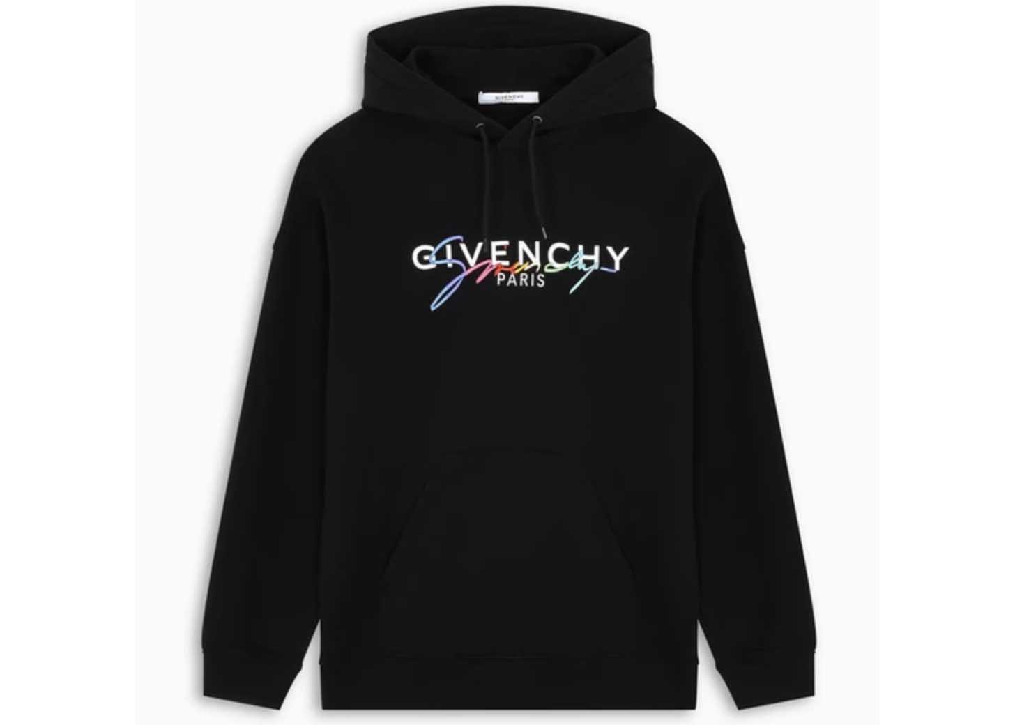 streetwear Givenchy Rainbow Signature Hoodie Black