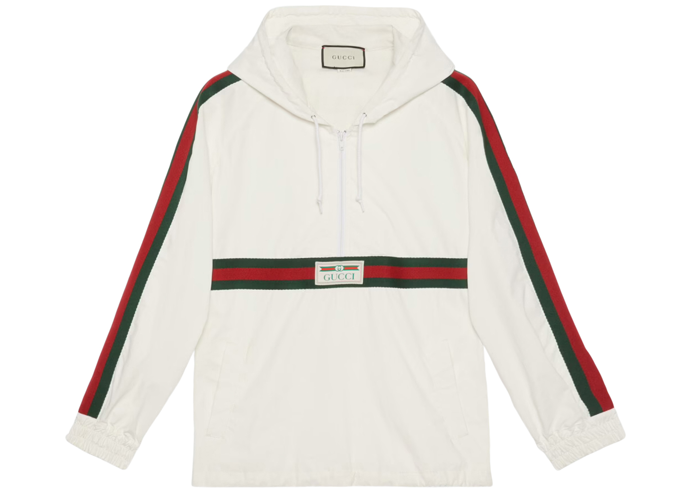 streetwear Gucci Cotton Canvas Windbreaker With Gucci Label White