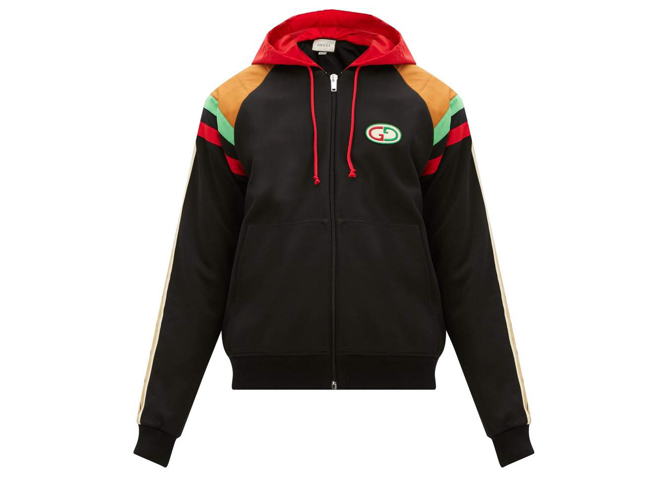 streetwear Gucci GG Patch Web Stripe Hooded Bomber Jacket Black/Multi