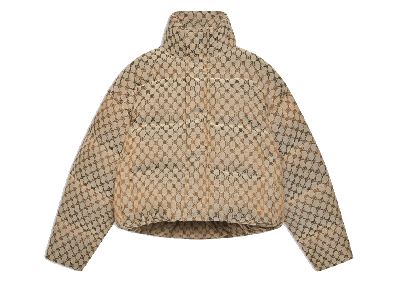 streetwear Gucci x Balenciaga Womens The Hacker Project Hacker BB Puffer Jacket Beige/Ebony