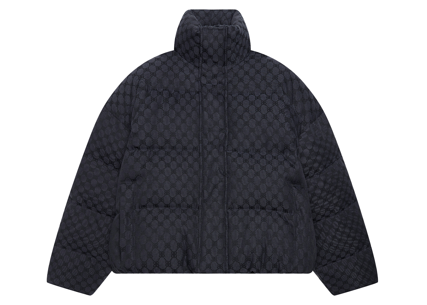 streetwear Gucci x Balenciaga The Hacker Project Hacker BB Puffer Jacket Black Dark Grey