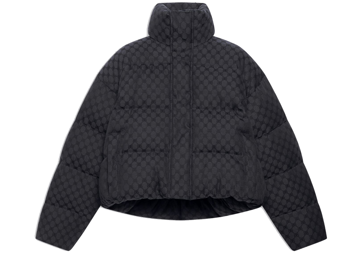 streetwear Gucci x Balenciaga Womens The Hacker Project Hacker BB Puffer Jacket Black