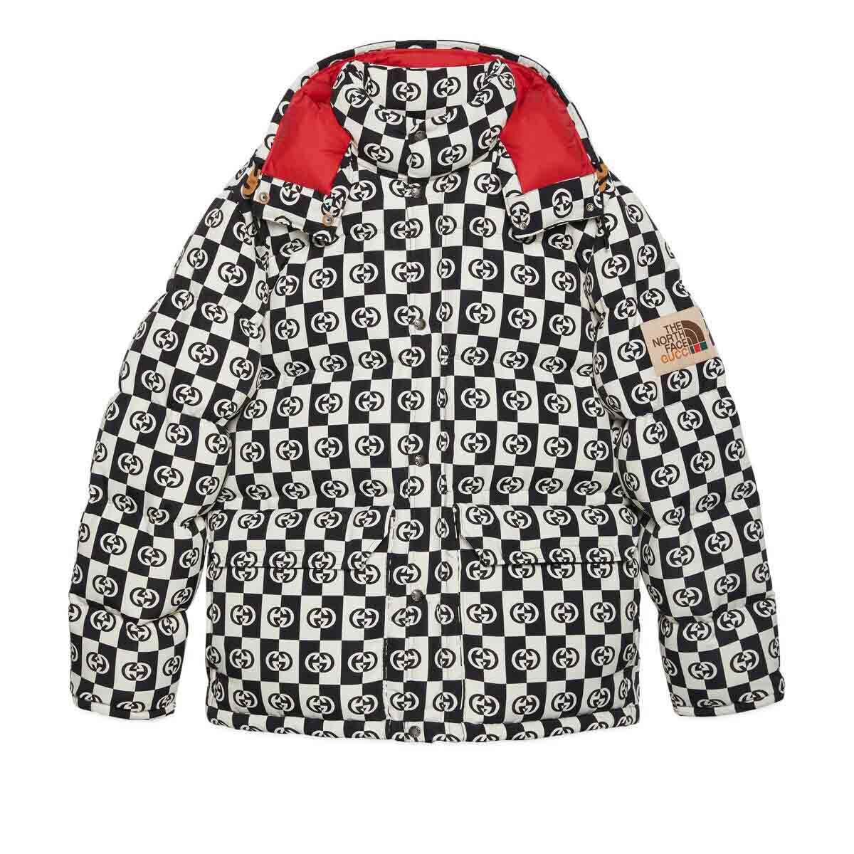 streetwear Gucci x The North Face Down Jacket Ivory/Black Checkered