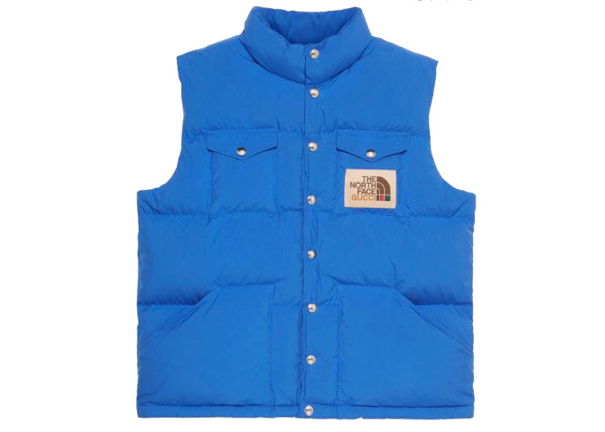 Gucci x The North Face Down Vest Blue streetwear