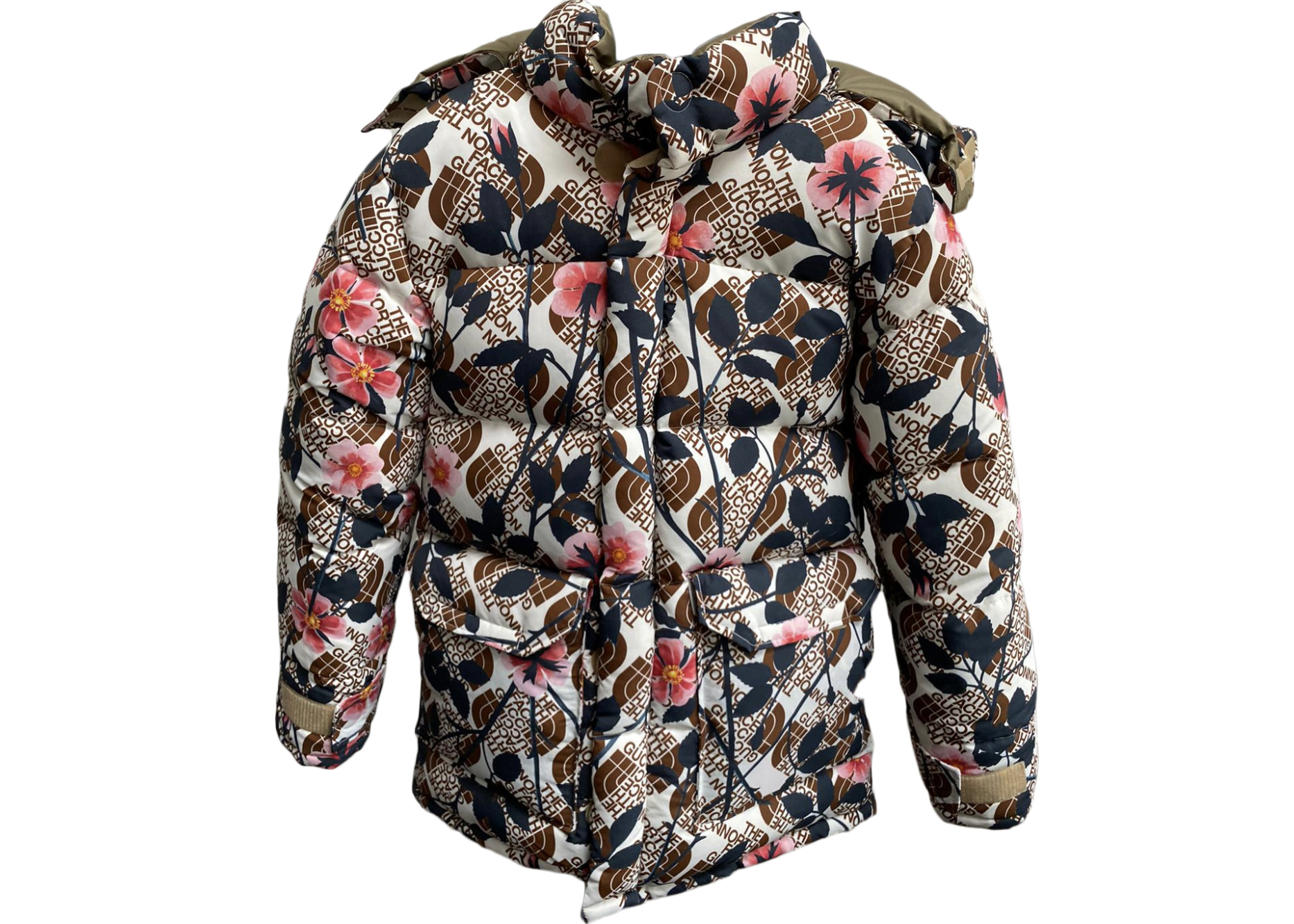 streetwear Gucci x The North Face Floral Down Parka Ivory/Pink