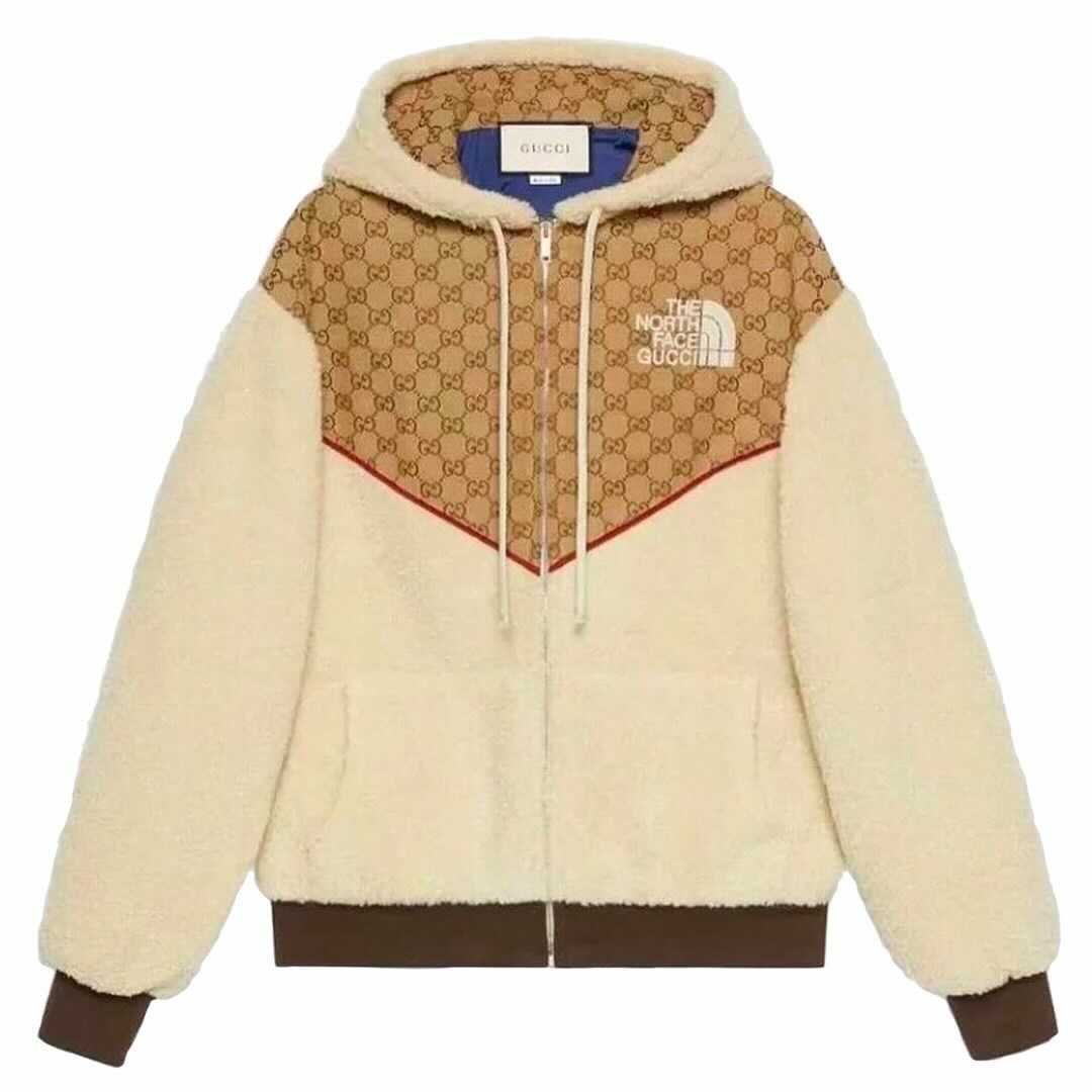 Gucci x The North Face GG Canvas Shearling Jacket Beige streetwear