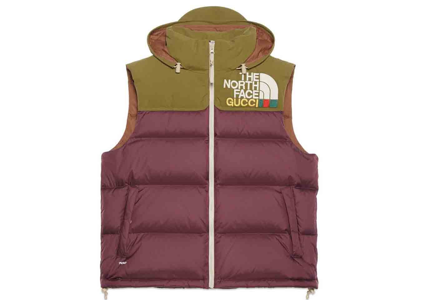 streetwear Gucci x The North Face Padded Vest Bordeaux/Green