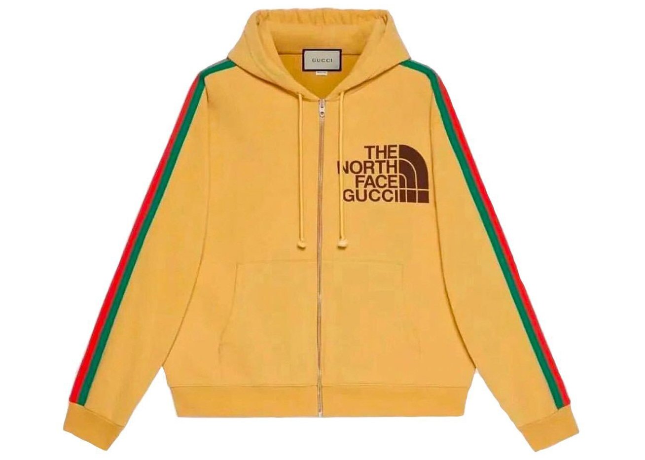 streetwear Gucci x The North Face Web Print Cotton Sweatshirt Gold