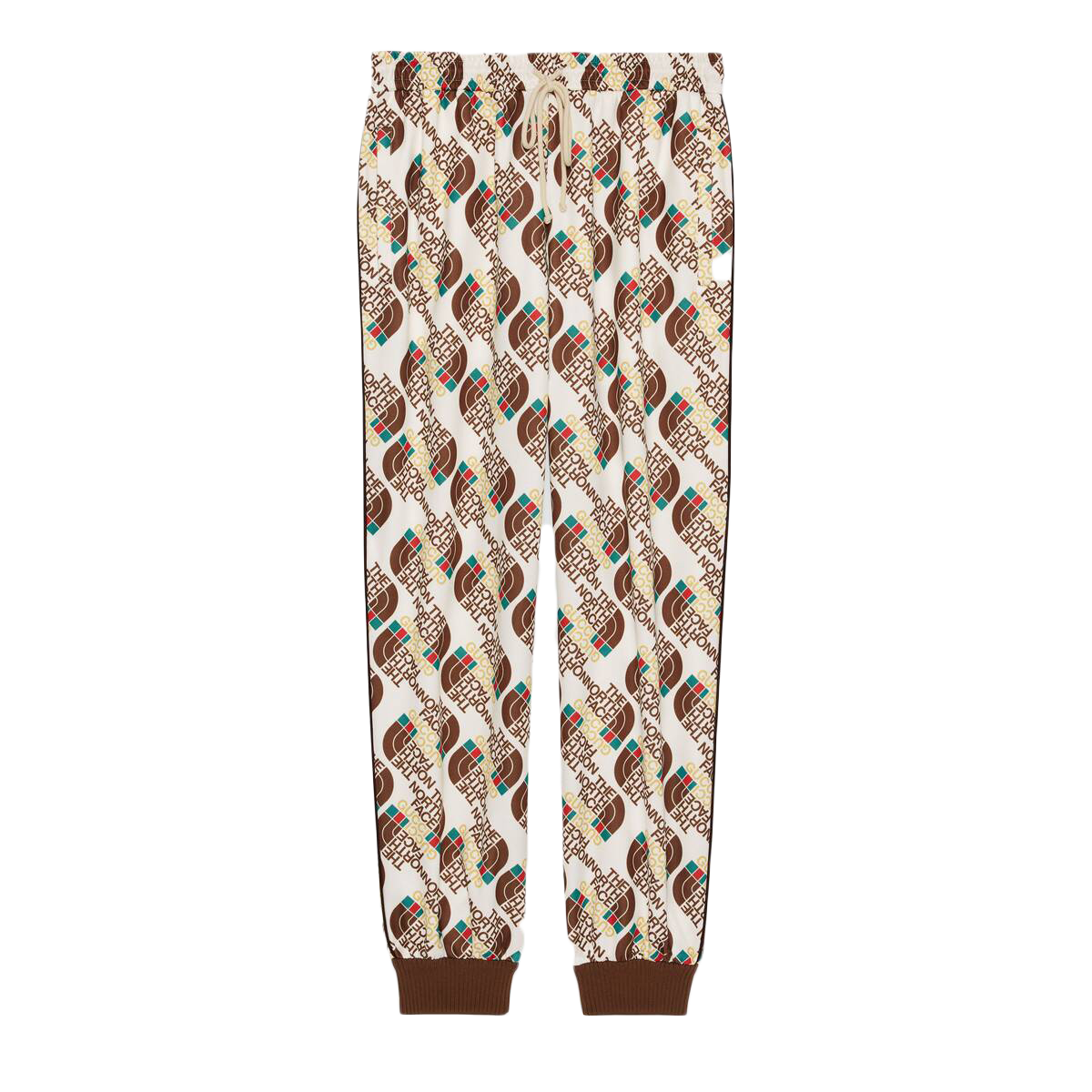 streetwear Gucci x The North Face Web Print Technical Jersey Jogging Pant Ivory/Brown