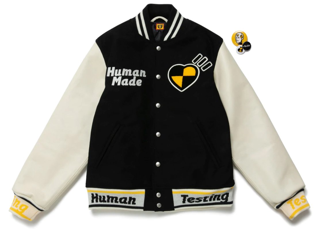 streetwear Human Made x Asap Rocky Human Testing Versity Jacket Black