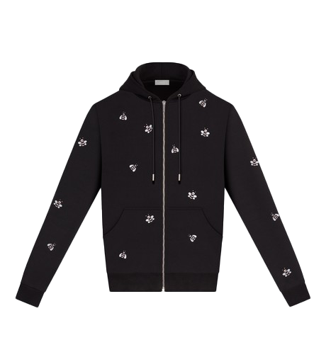 streetwear KAWS x Dior Embroidered Bees Zip Up Sweatshirt Black