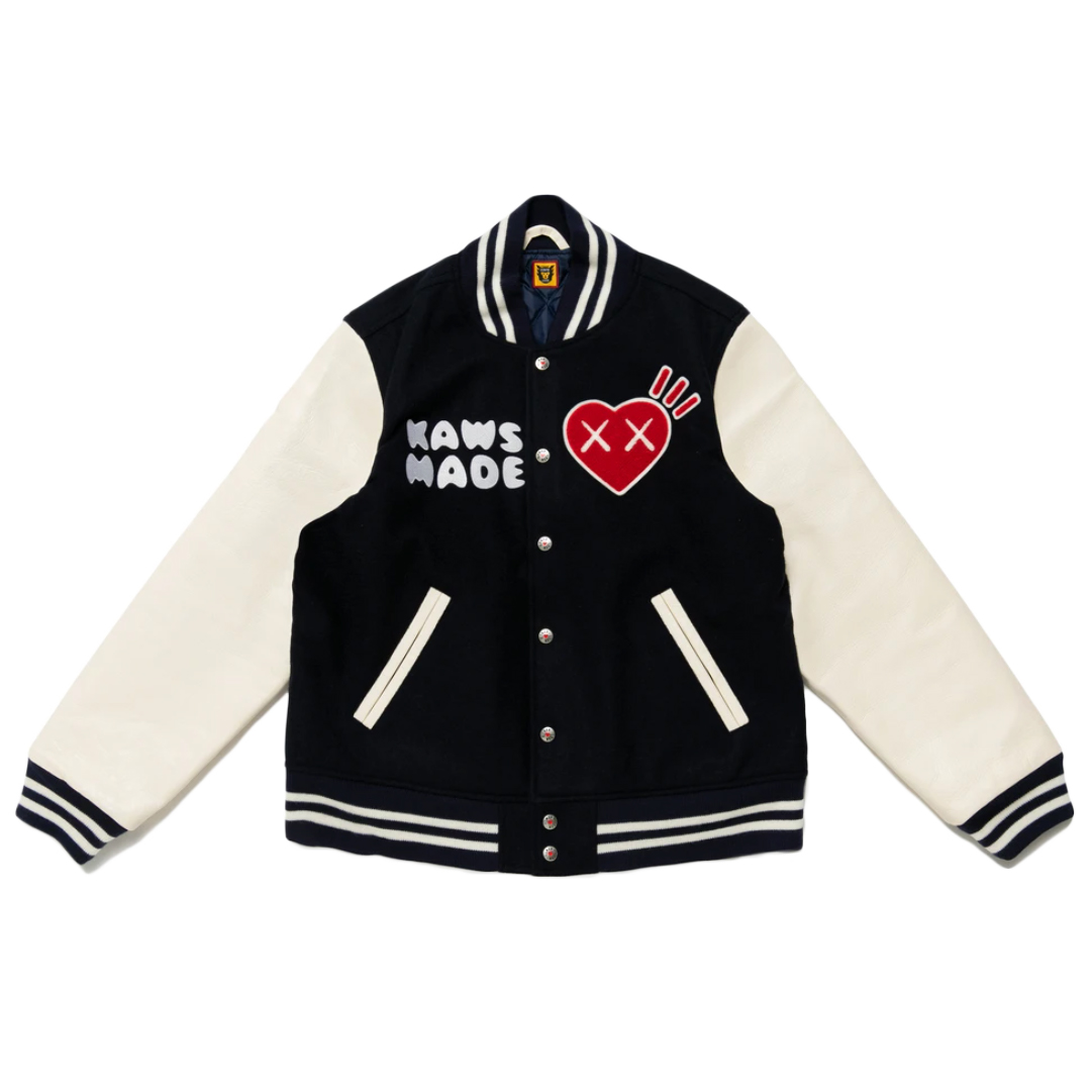 streetwear KAWS x Human Made Varsity Jacket Navy