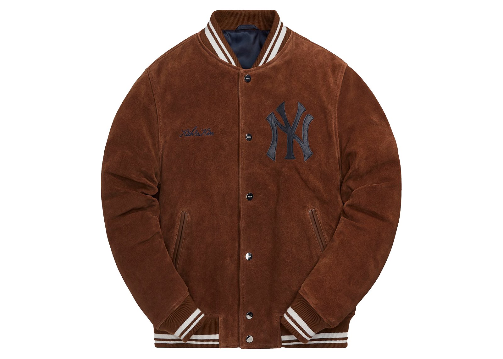 streetwear Kith MLB for New York Yankees Suede Bomber Jacket Chestnut