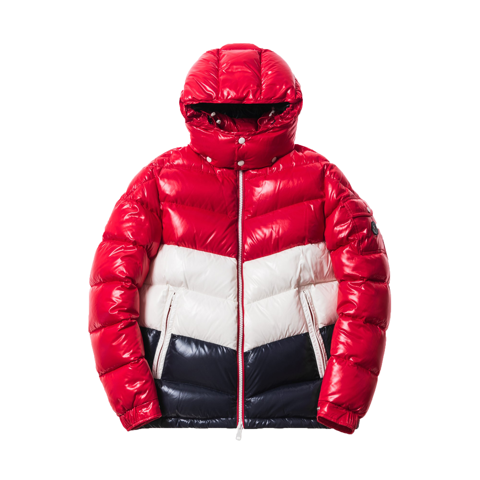 streetwear Kith Moncler Rochebrune Classic Down Jacket Red/White/Navy