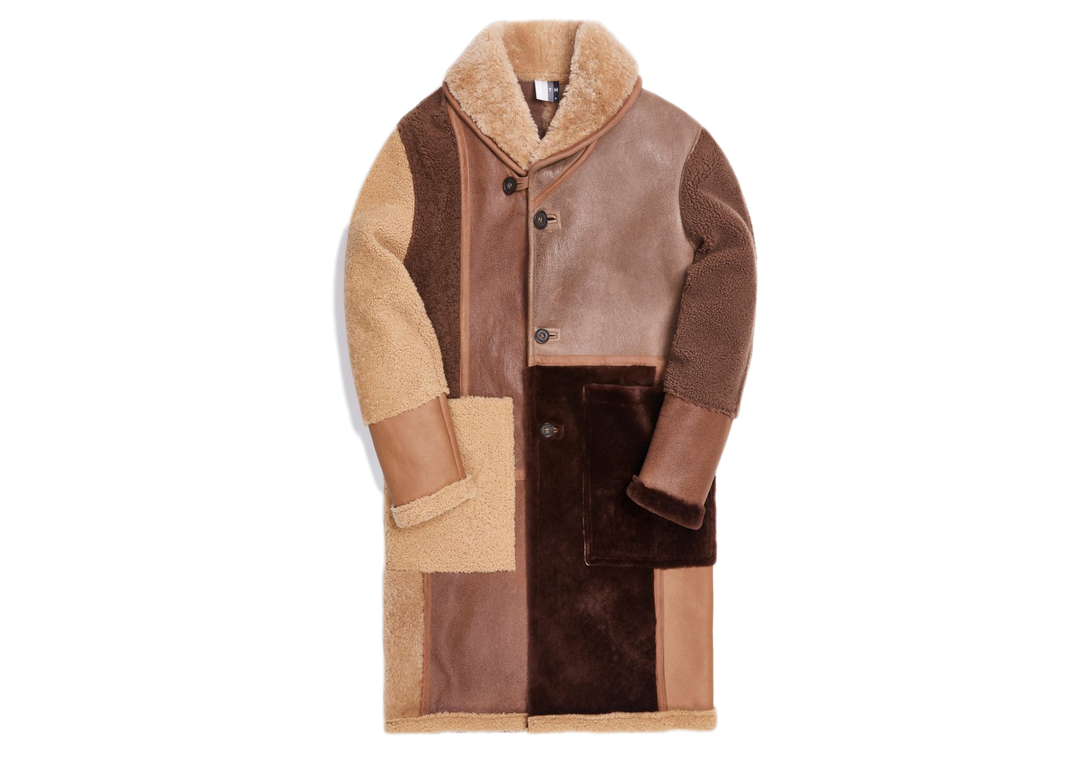 streetwear Kith Shearling Patchwork Becker Coat Tan/Multi