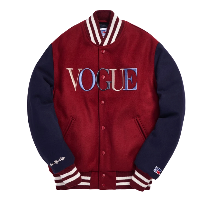 streetwear Kith x Golden Bear x Vogue Varsity Brooklyn Jacket Cardinal