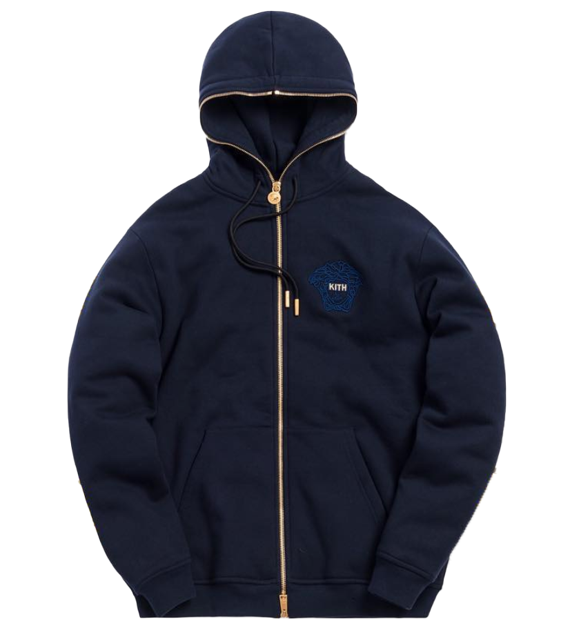 streetwear Kith x Versace Full Zip Hoodie Navy