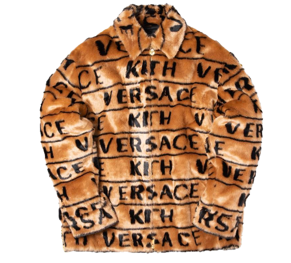 streetwear Kith x Versace Fur Coaches Jacket Brown