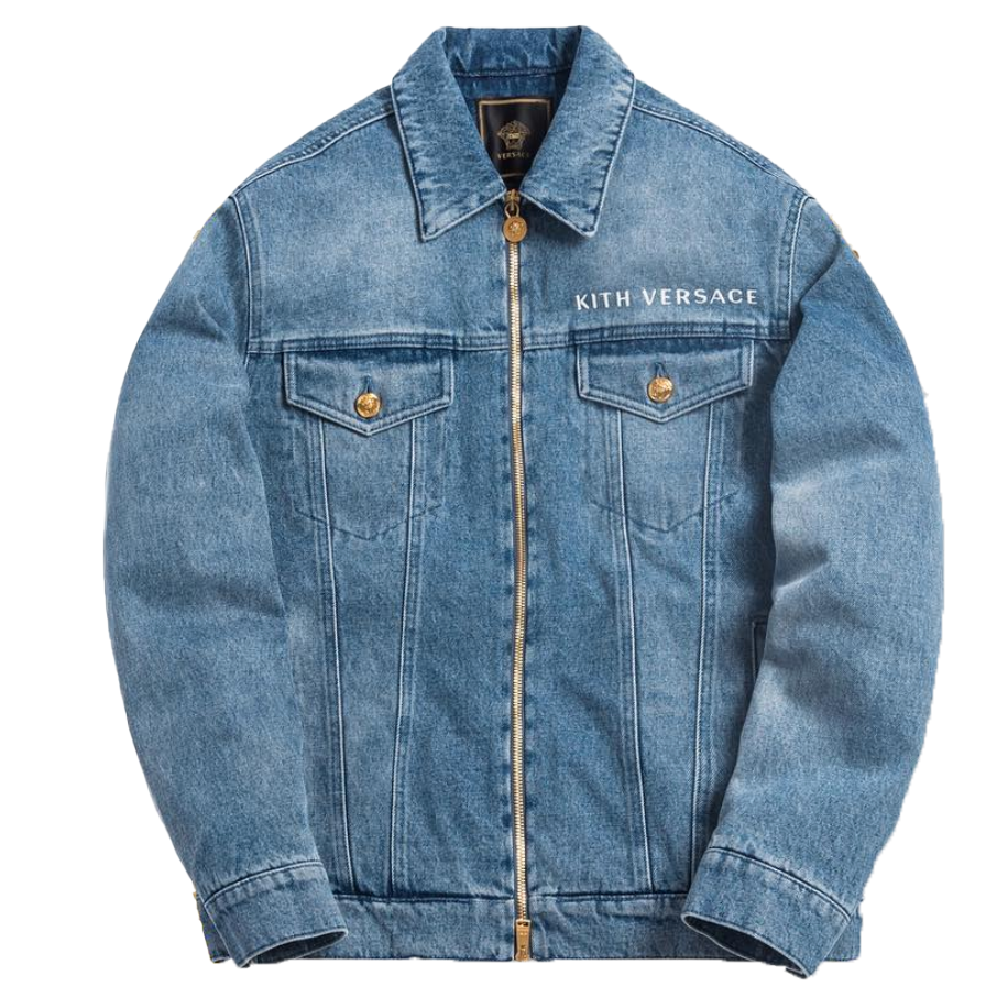streetwear Kith x Versace Medusa Denim Jacket Stonewash