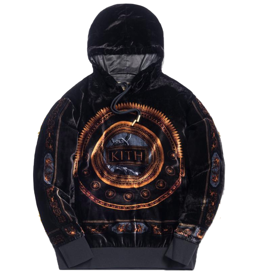 streetwear Kith x Versace Velour Hoodie Black