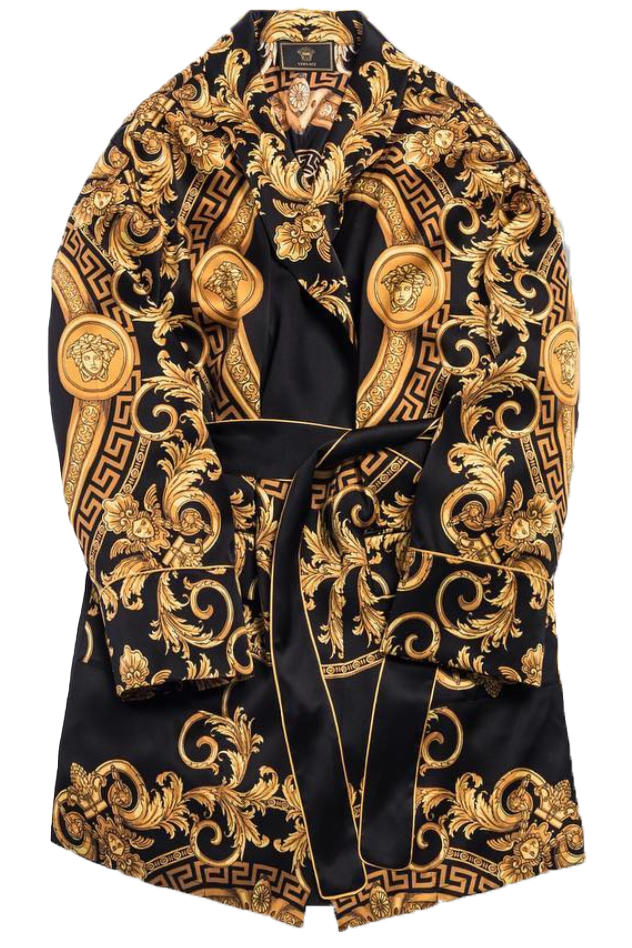 Kith x Versace Women's Greco Silk Robe Black/Gold sneaker informations