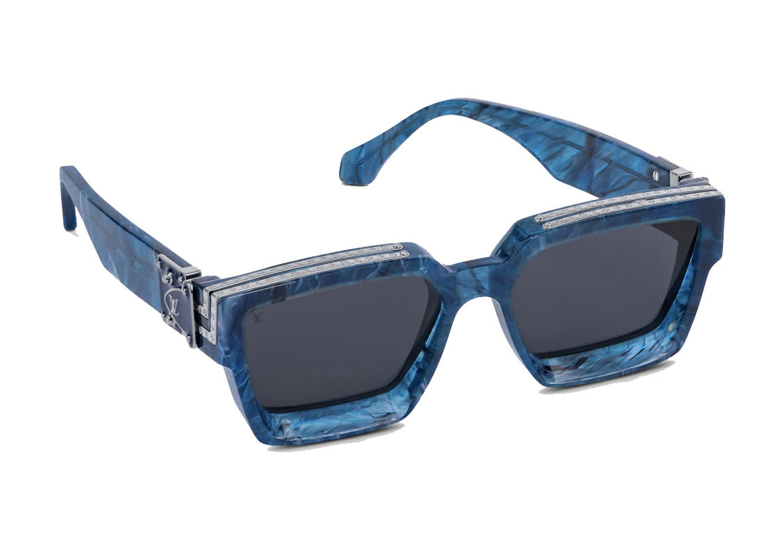 streetwear Louis Vuitton Blue Marble Gunmetal Gray Louis Vuitton 1.1 Millionaire Sunglasses Blue Marble Gunmetal Gray