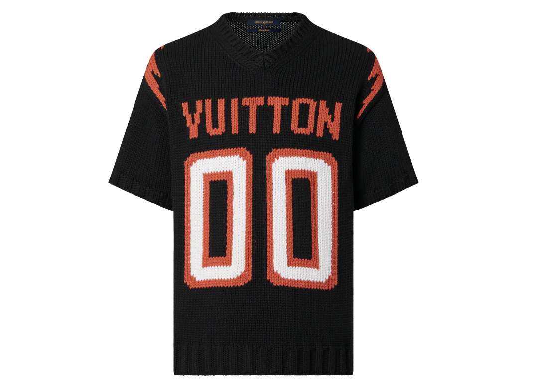 streetwear Louis Vuitton Chunky Intarsia Football T-shirt Black