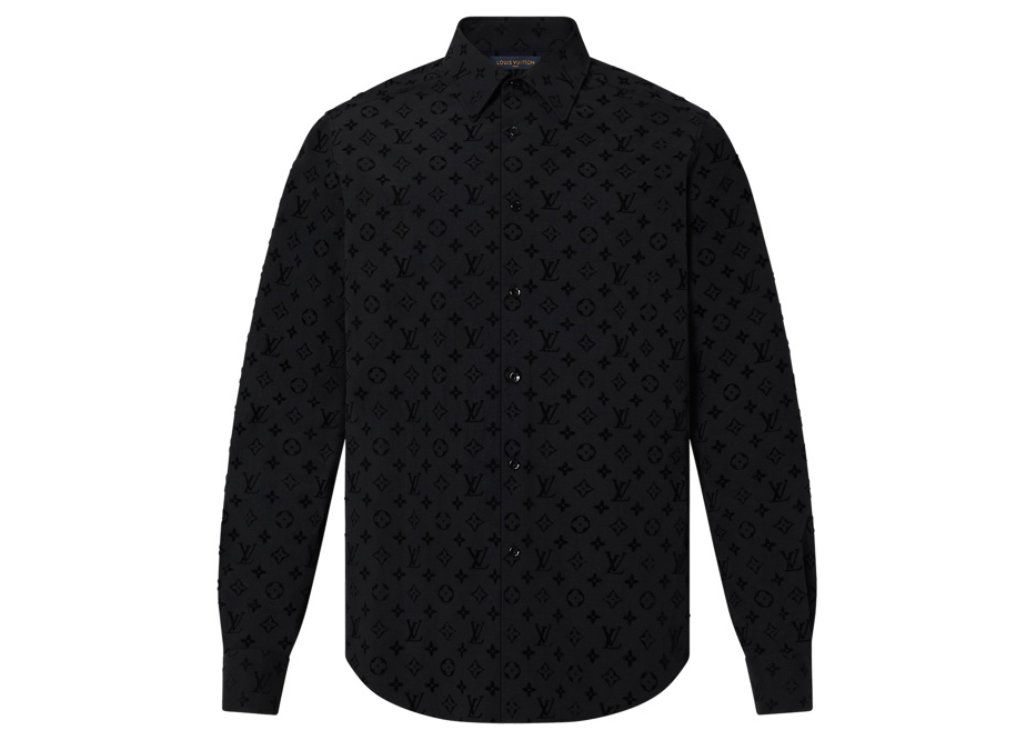 streetwear Louis Vuitton Flocked Monogram Classic Shirt Black