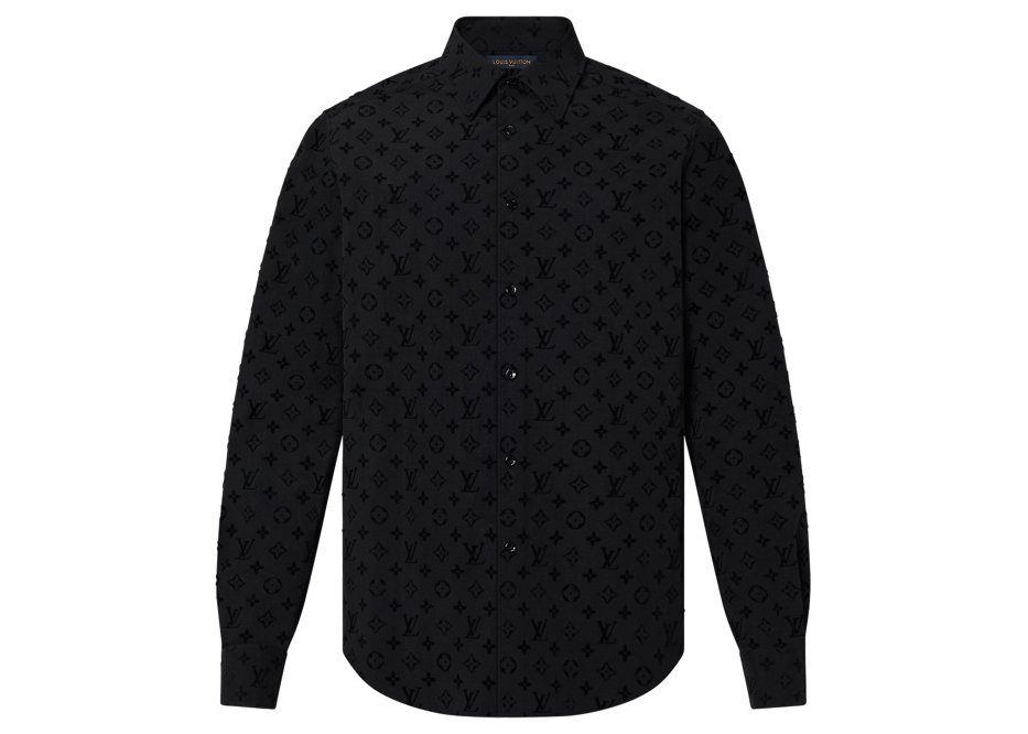 Louis Vuitton Flocked Monogram Classic Shirt Black streetwear