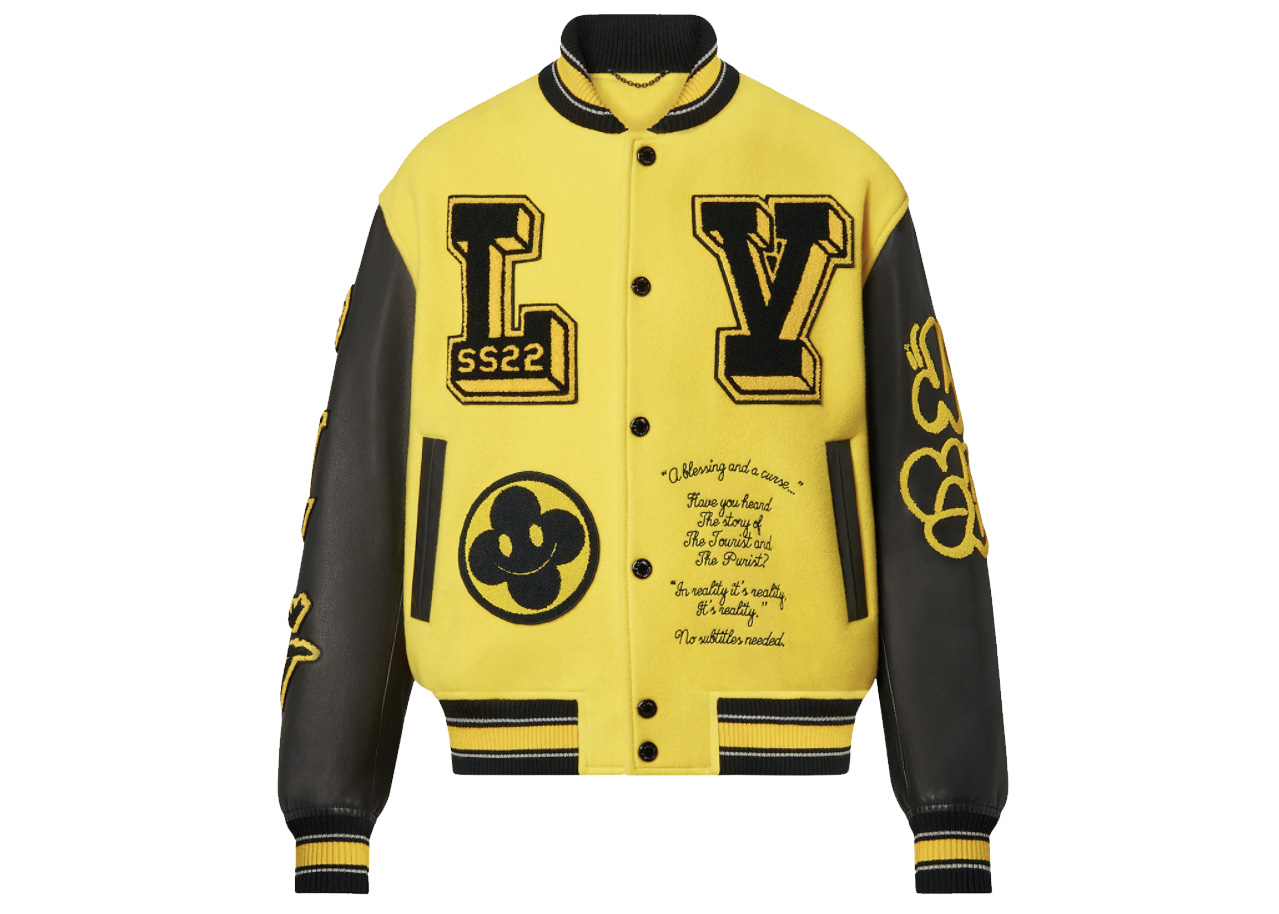streetwear Louis Vuitton Leather Embroidered Varsity Black